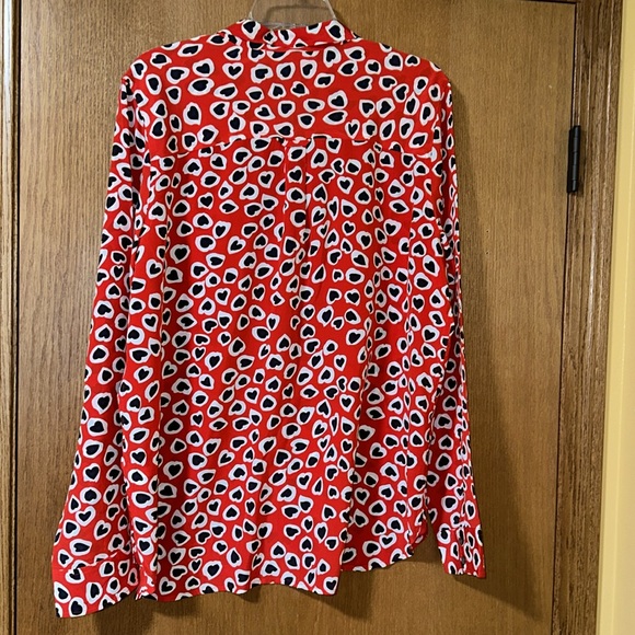 J. Crew red heart print long sleeve blouse shirt size 16 T - Picture 10 of 16